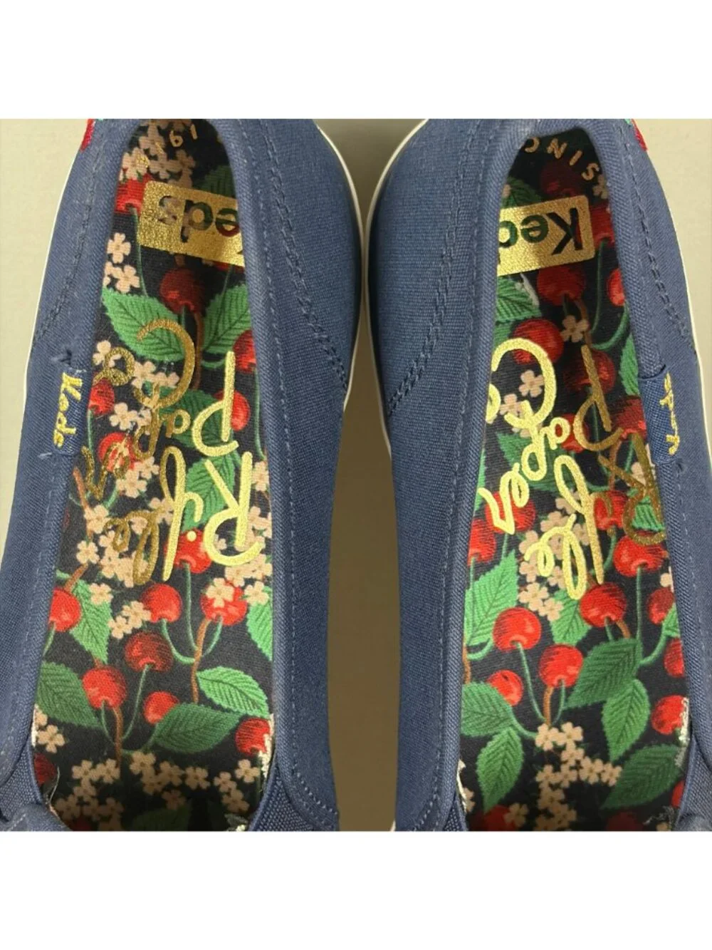 Keds Triple Decker Rifle Paper Company Cherries Slip On Sneakers Womens 8 Blue